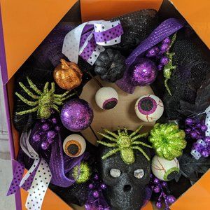 Home accents Halloween wreath skull 20-in eyes‎ bla